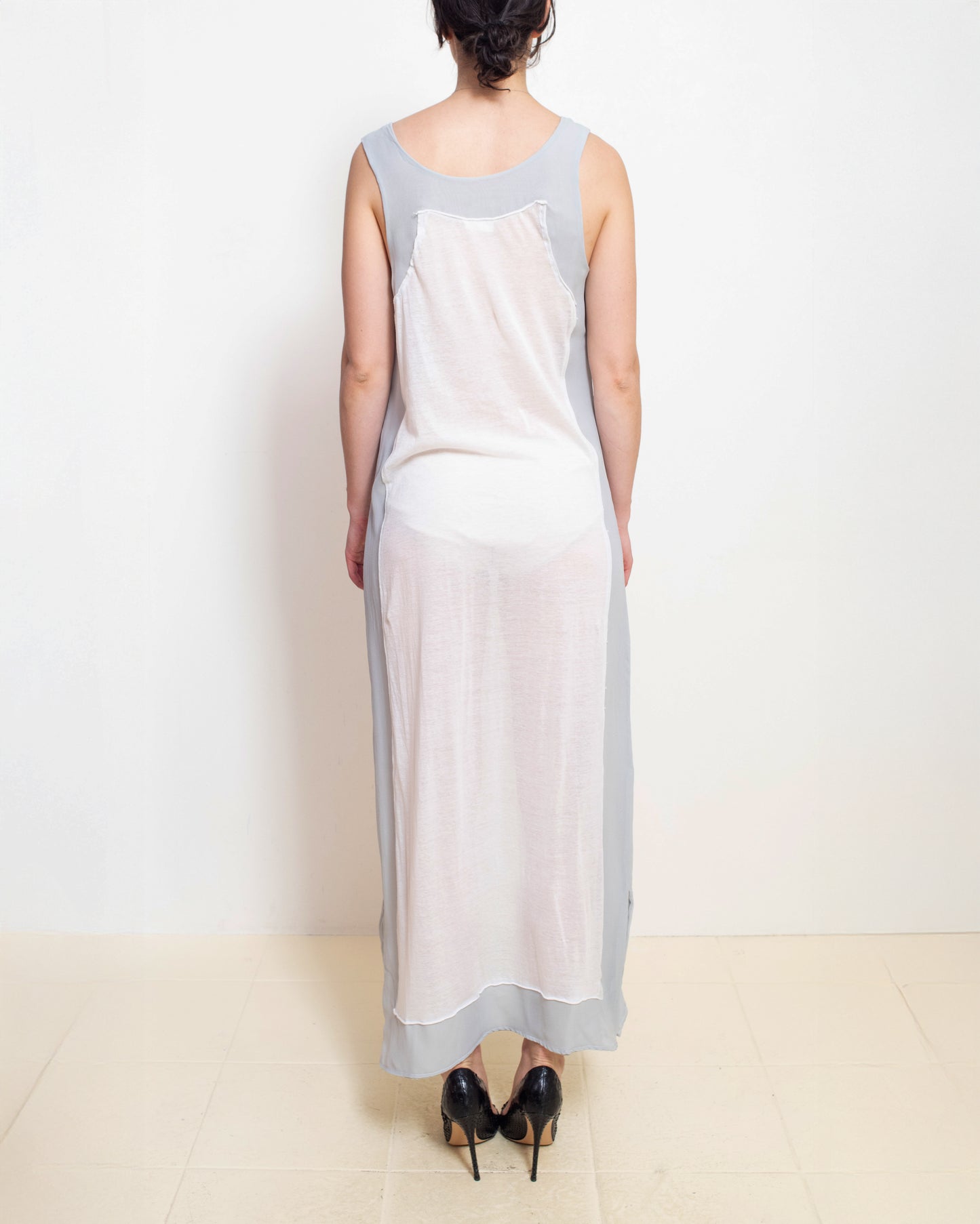 Off White Light Blue Sleeveless Dress