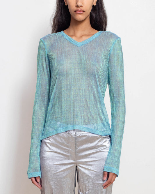 Aquamarine V-neck Top