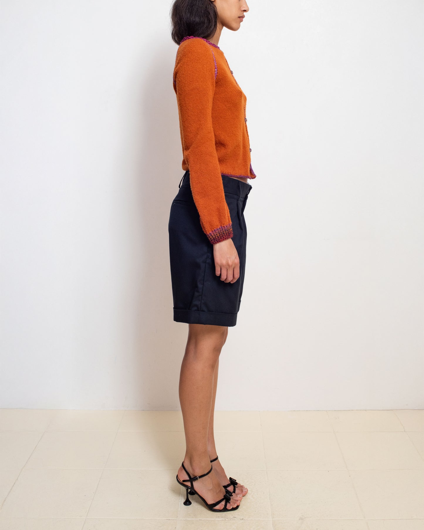 Cardigan in Orange + Purple