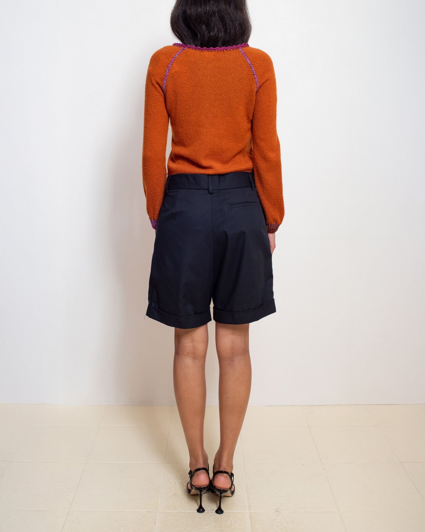 Cardigan in Orange + Purple