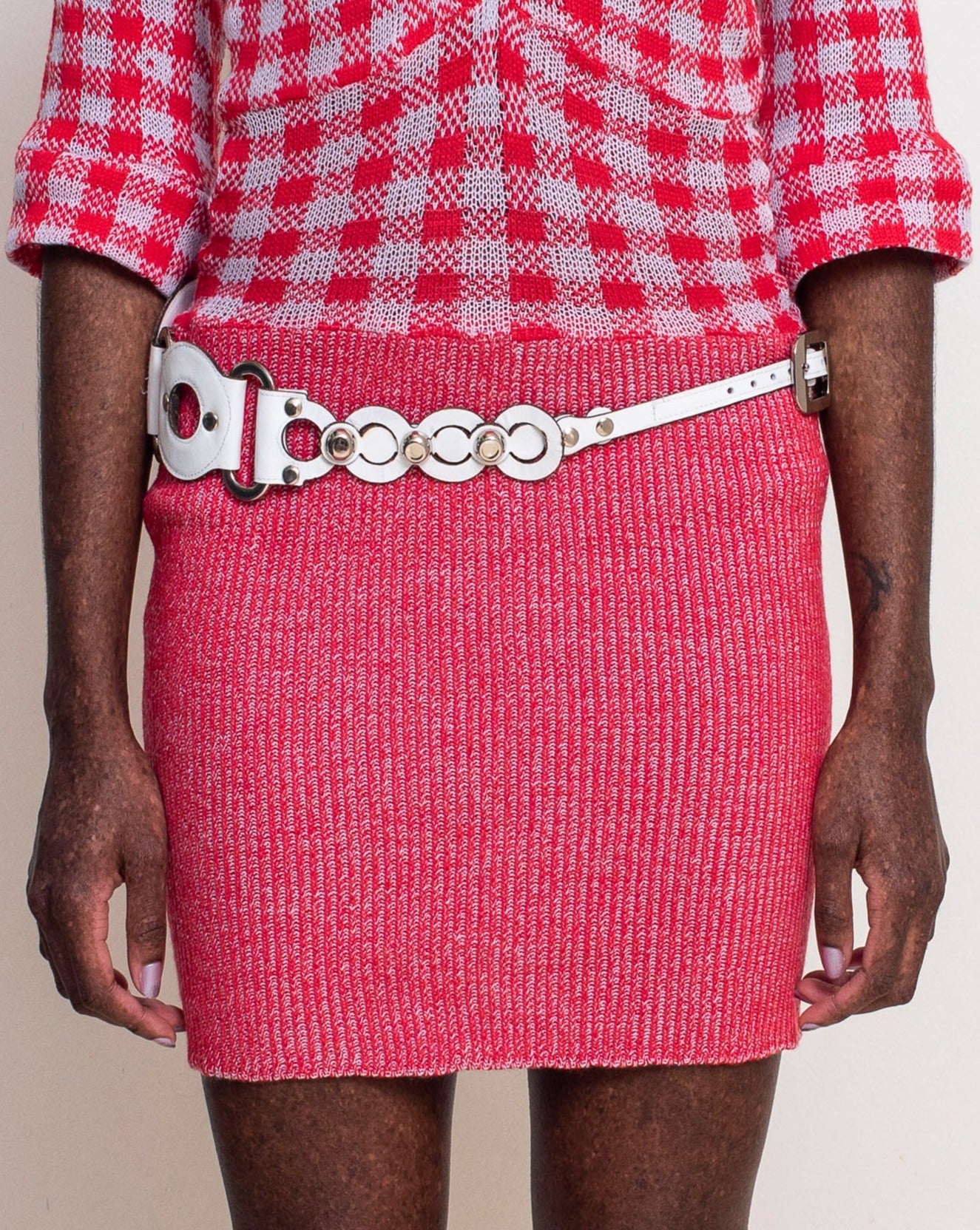 White Leather Studio Belt