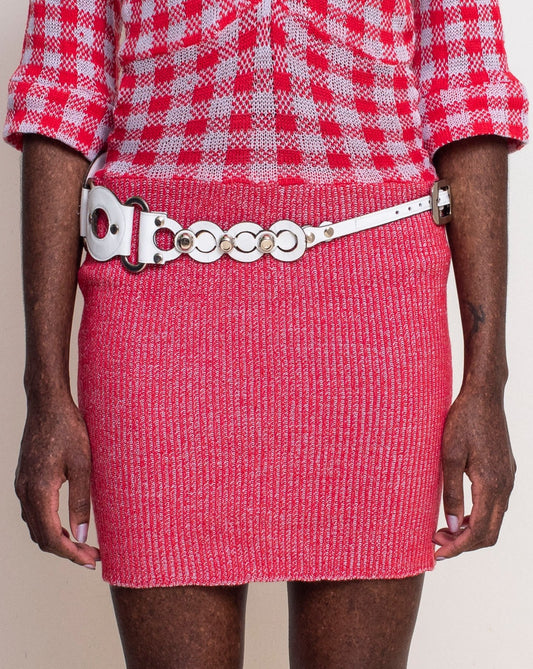 White Leather Studio Belt