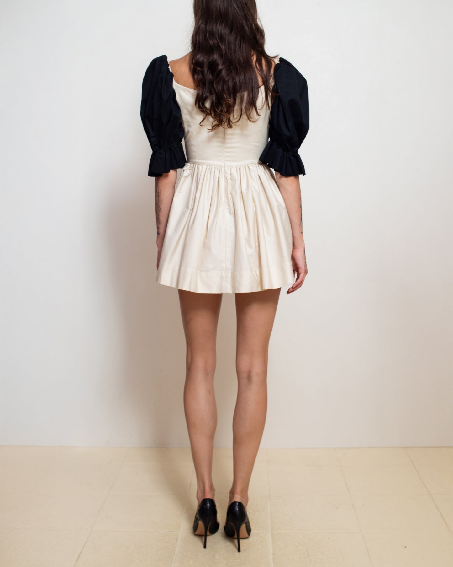 Zepherina Party Dress in Black and White Cotton