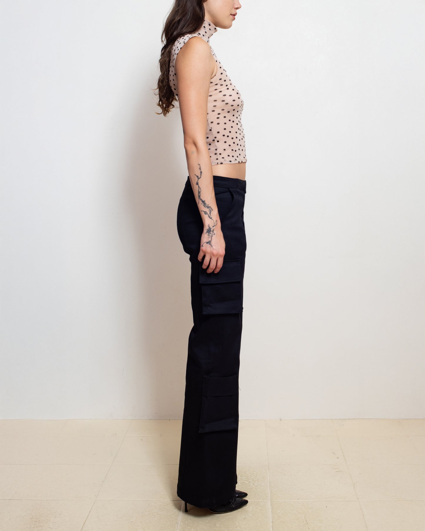 Bootcut Cargo Pant in Black