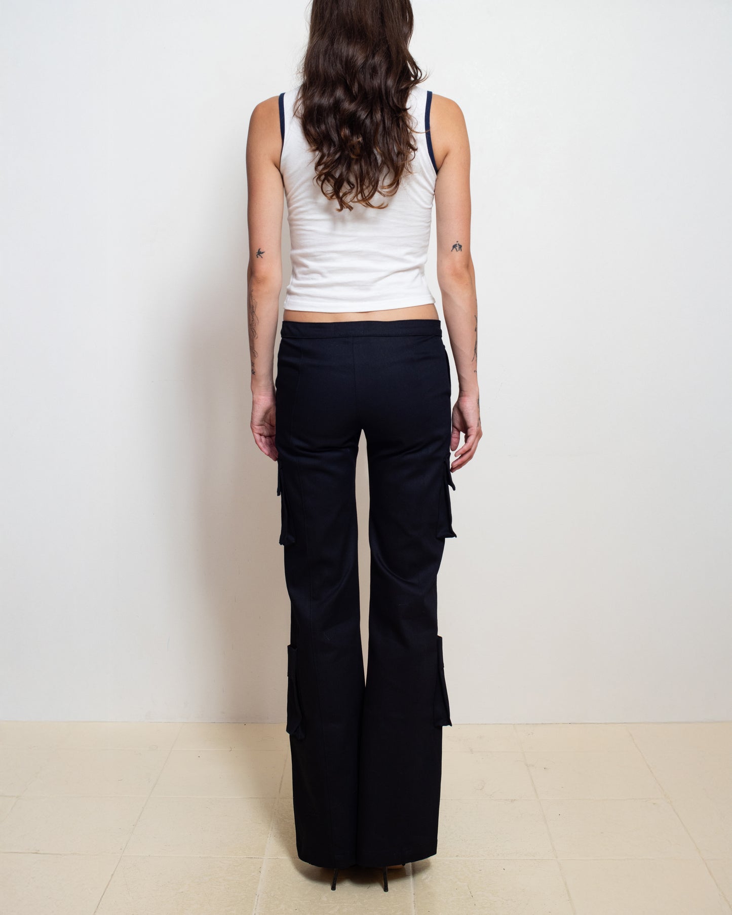 White/ Navy Contrast Tank