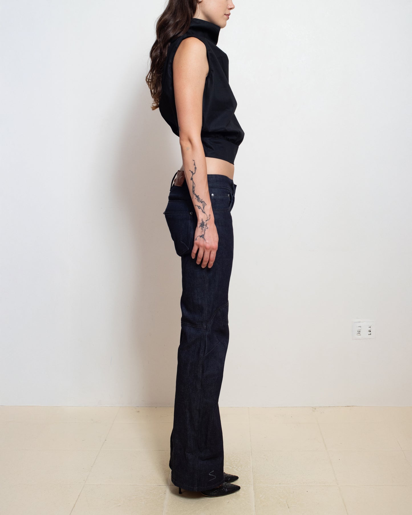 Cowl Turtleneck Tank in Black