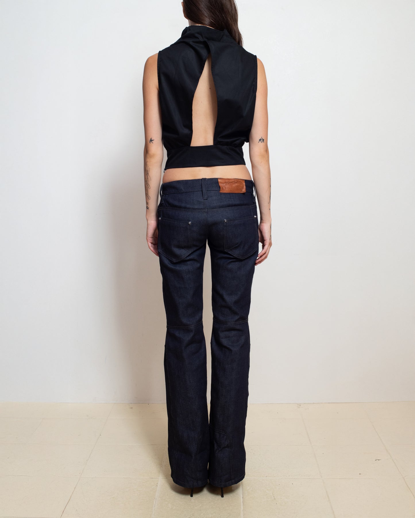 Cowl Turtleneck Tank in Black