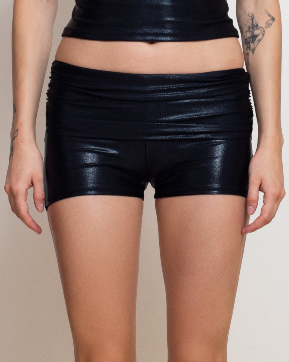 Mia Shorts in Black Metallic
