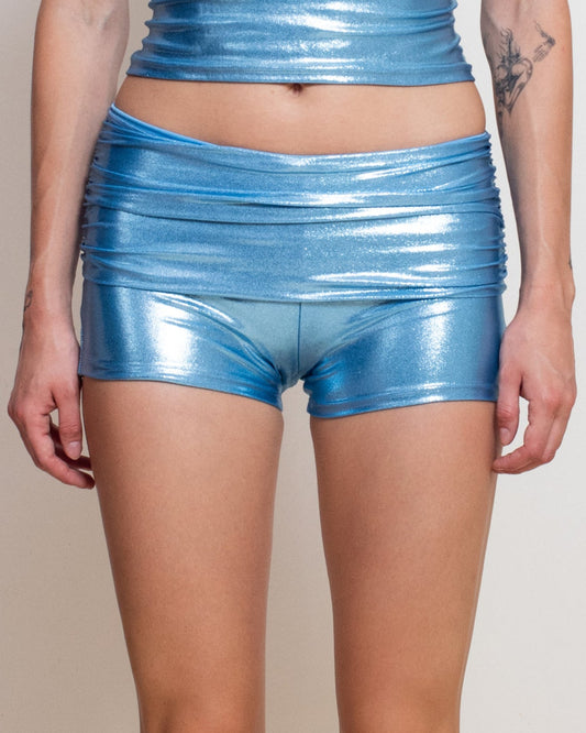 Mia Shorts in Blue Metallic