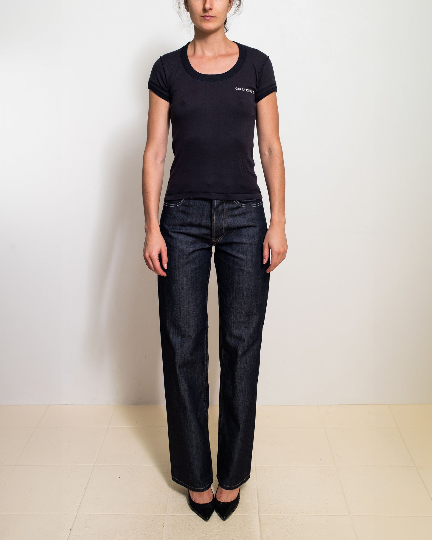 CF Black Scoop Neck Baby Tee