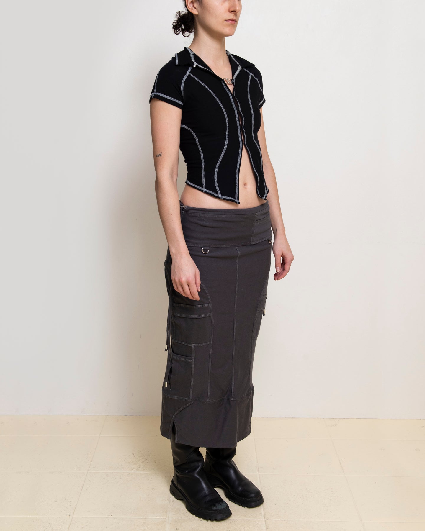 Charcoal Byte Maxi Skirt