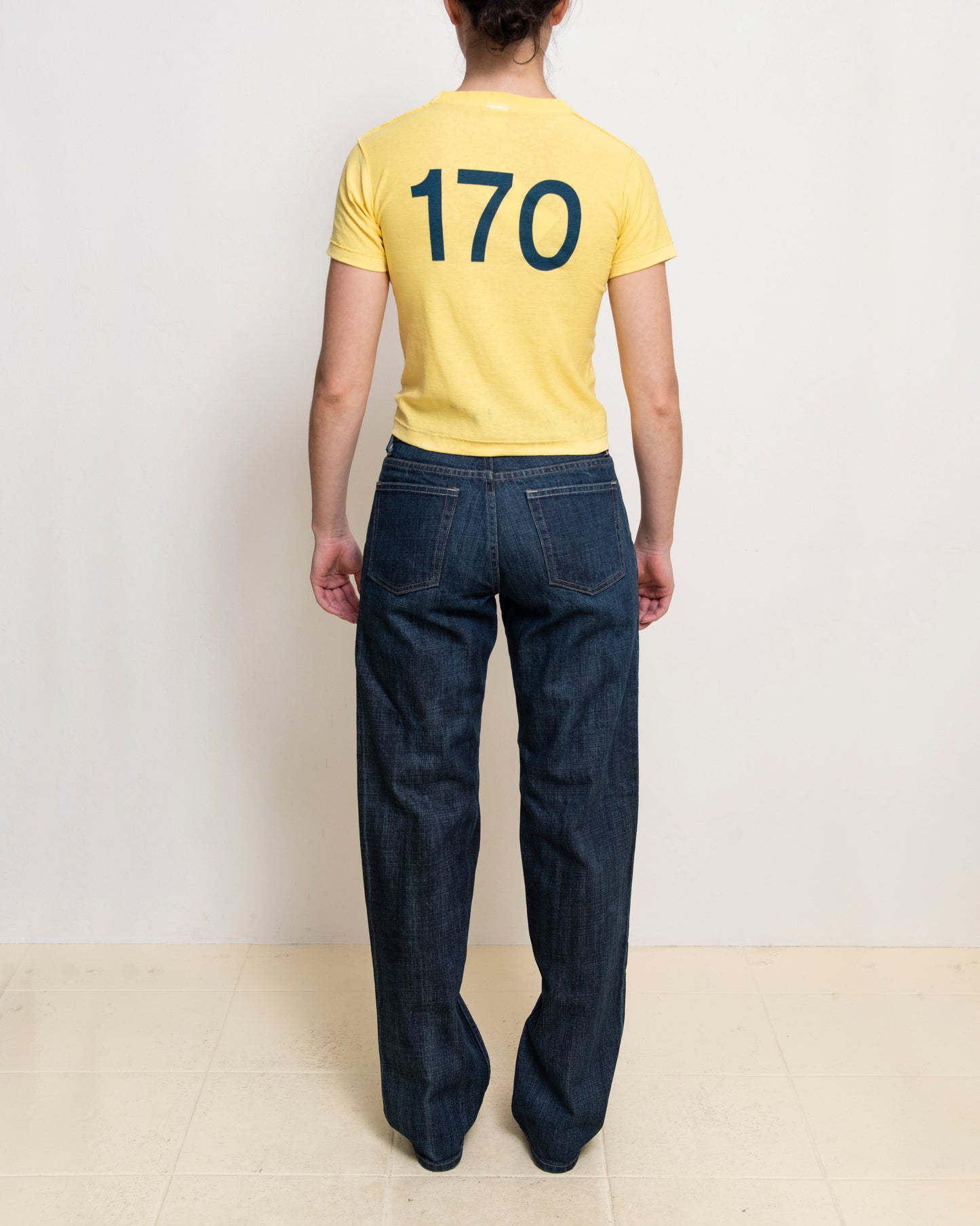 Yellow CF Baby Tee with Navy Print