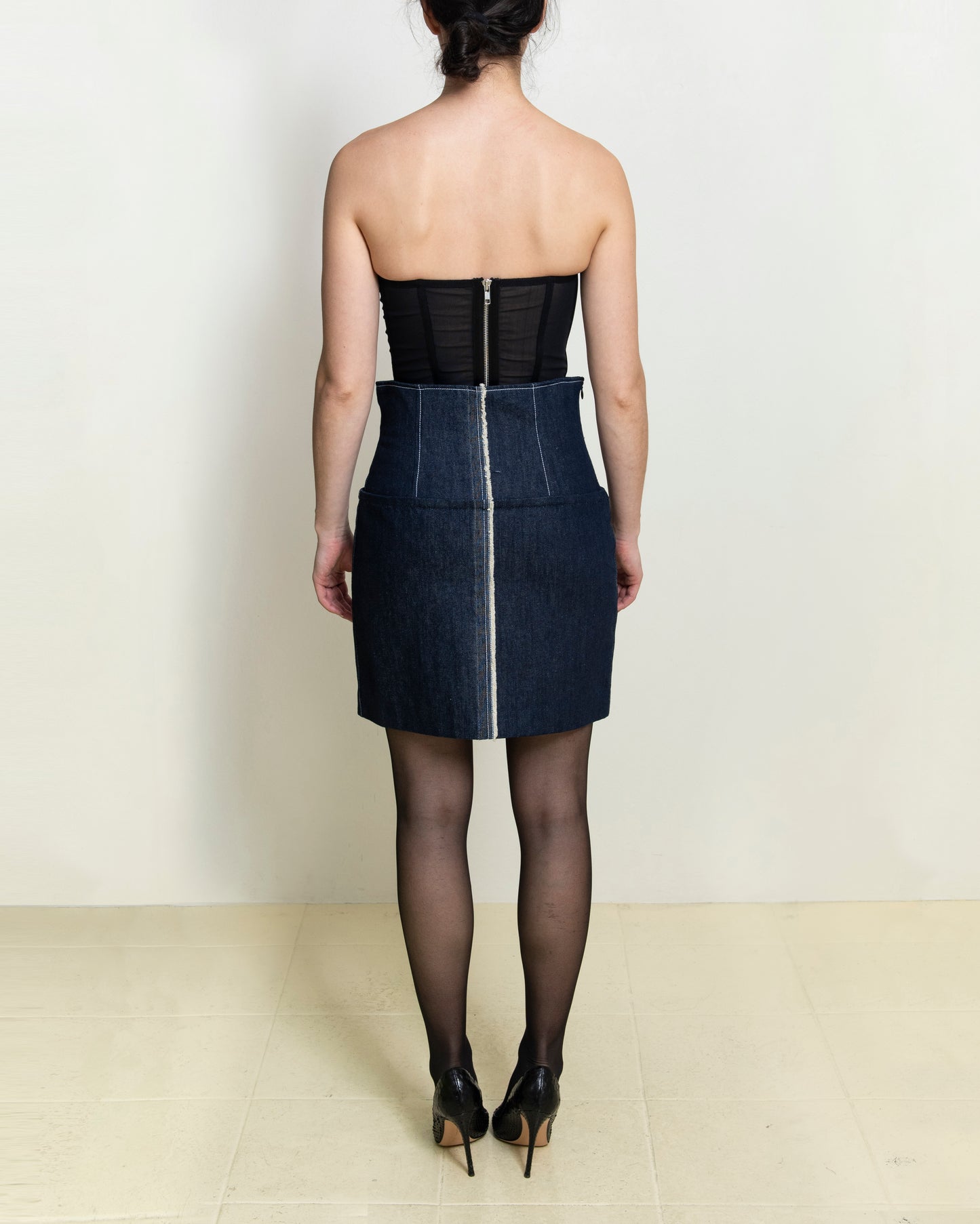 Bustier Denim Skirt