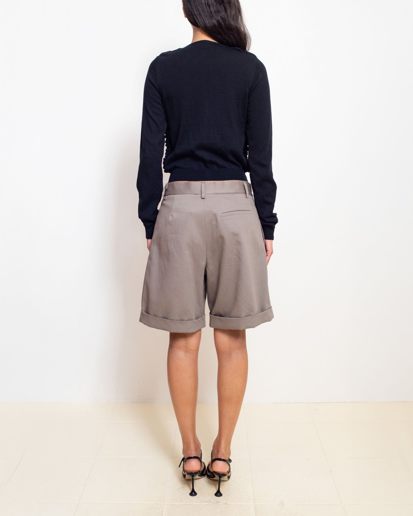 Pleated Shorts in Vison