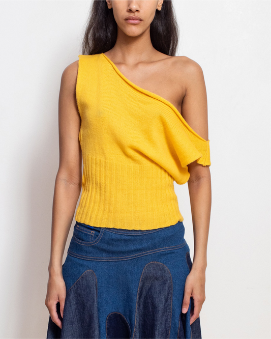 Knitted Ribwaist Tank in Yellow