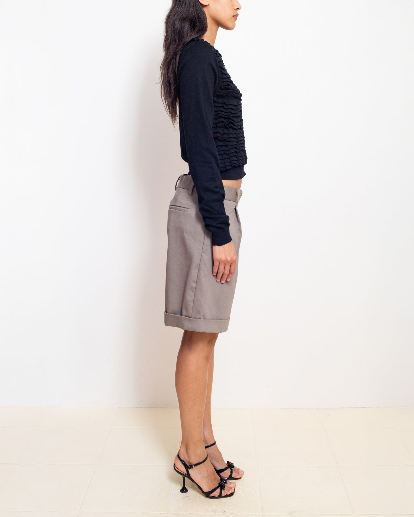 Pleated Shorts in Vison