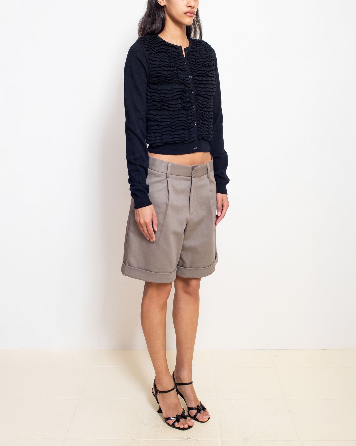 Pleated Shorts in Vison