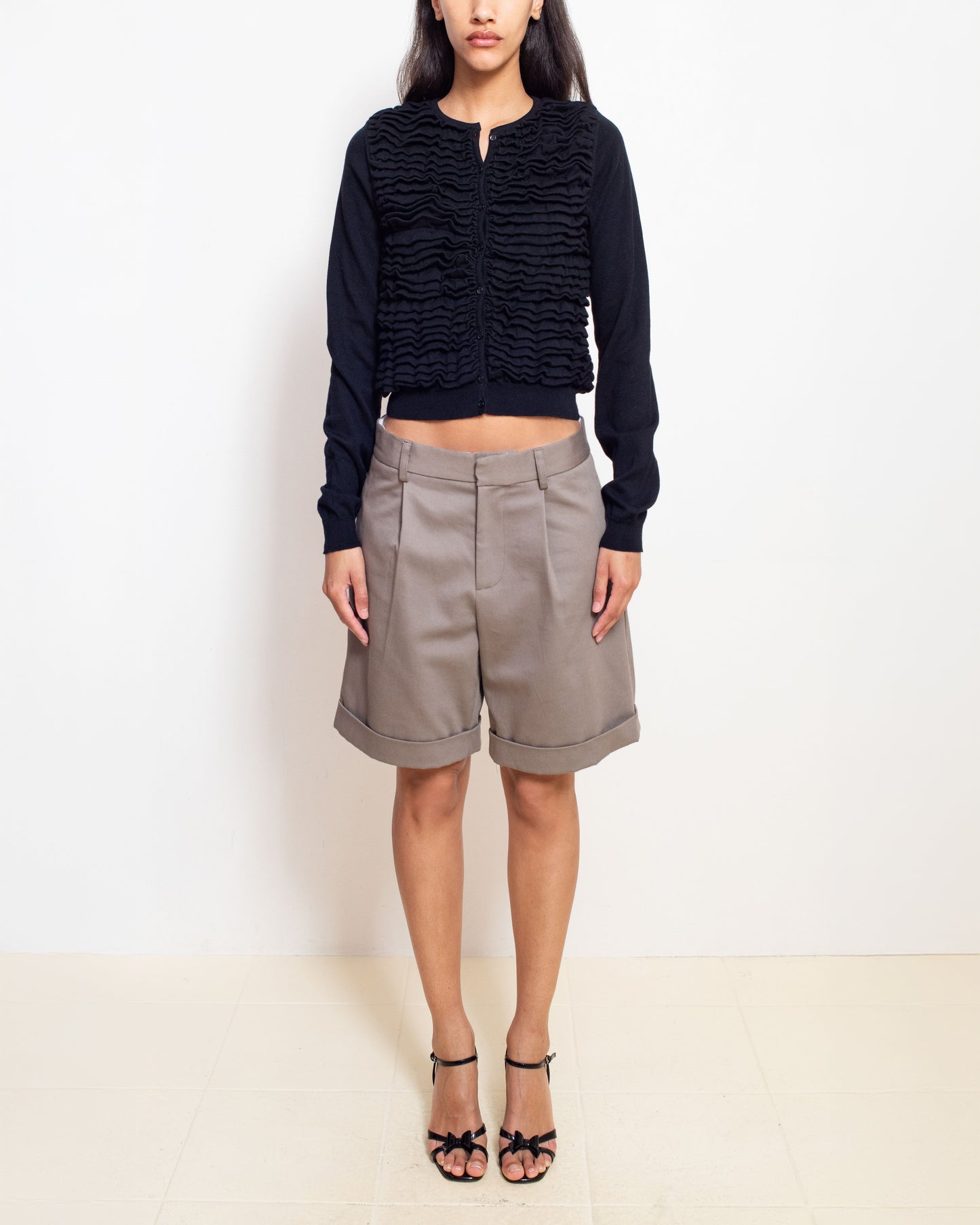 Pleated Shorts in Vison