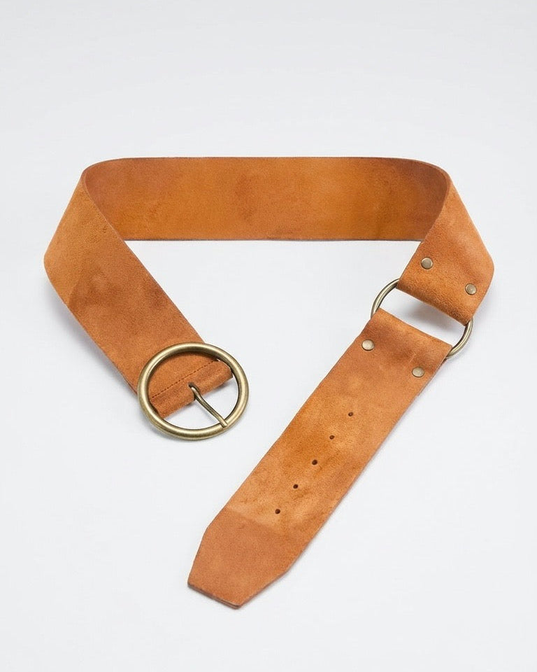 Suede O-Ring Belt in Siena
