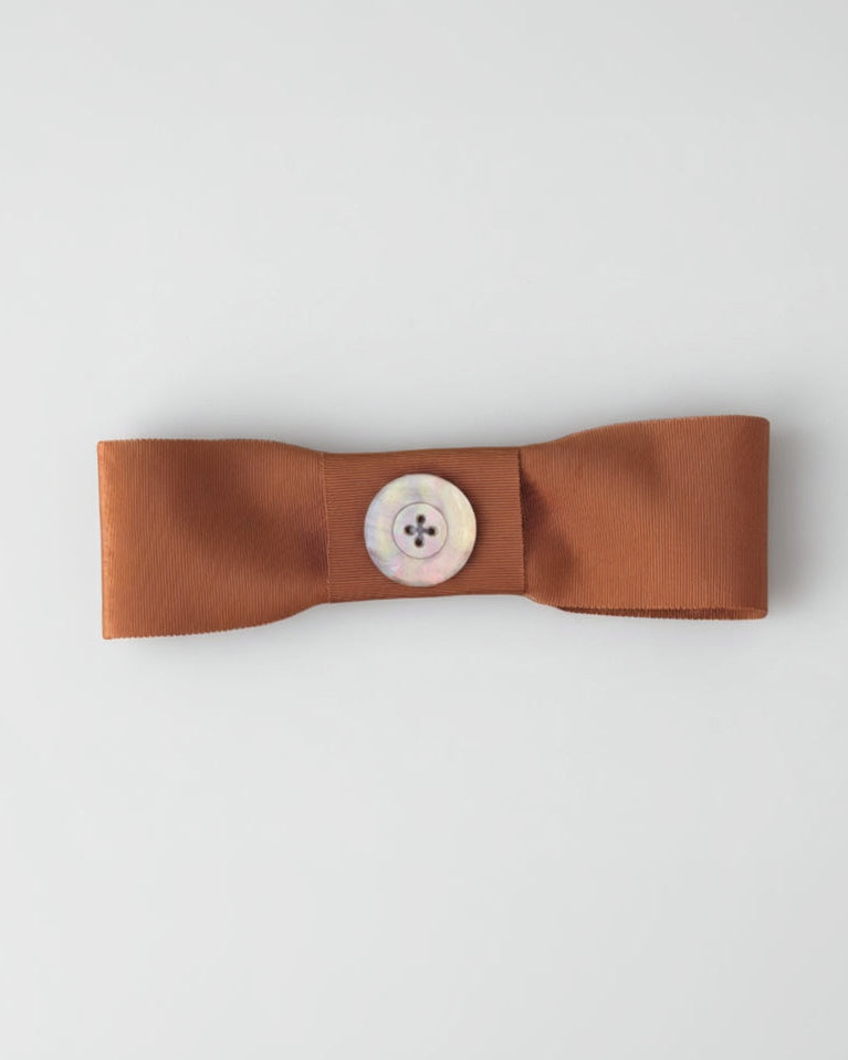 Grosgrain Button Bow Barette