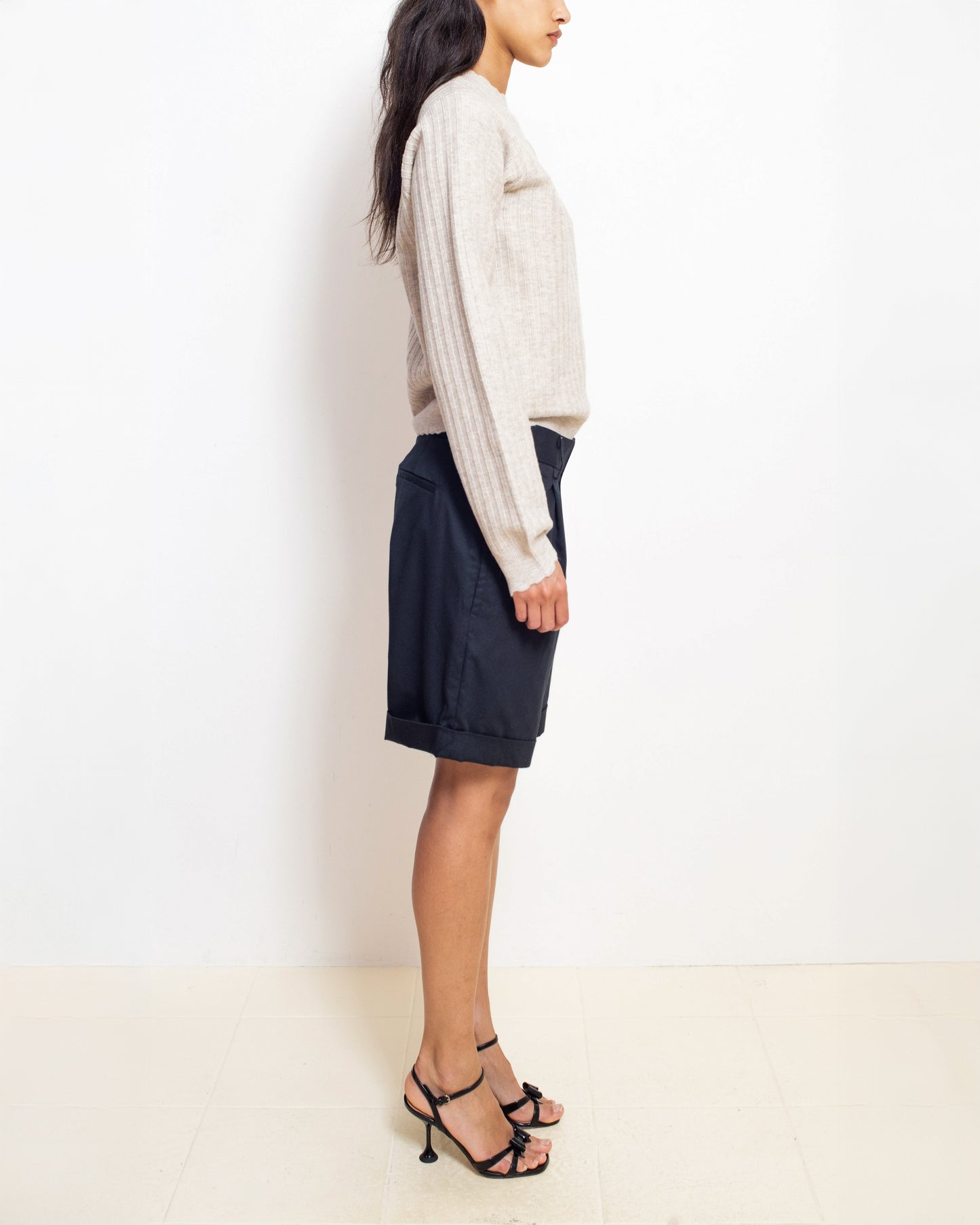 Pleated Shorts in Nero
