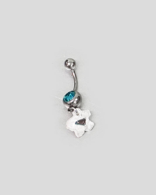 Blue Belly Button Ring with Flower