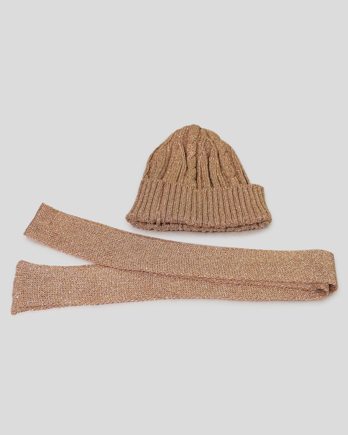 Gold Knit Beanie and Scarf