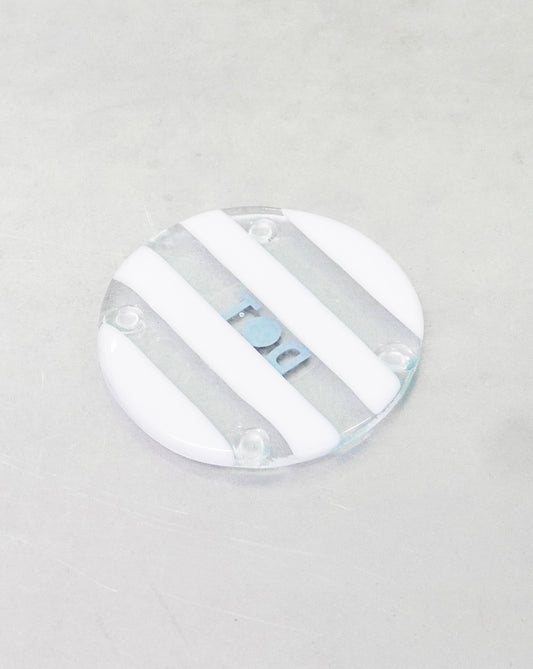 White/Clear Stripey Glass Coaster