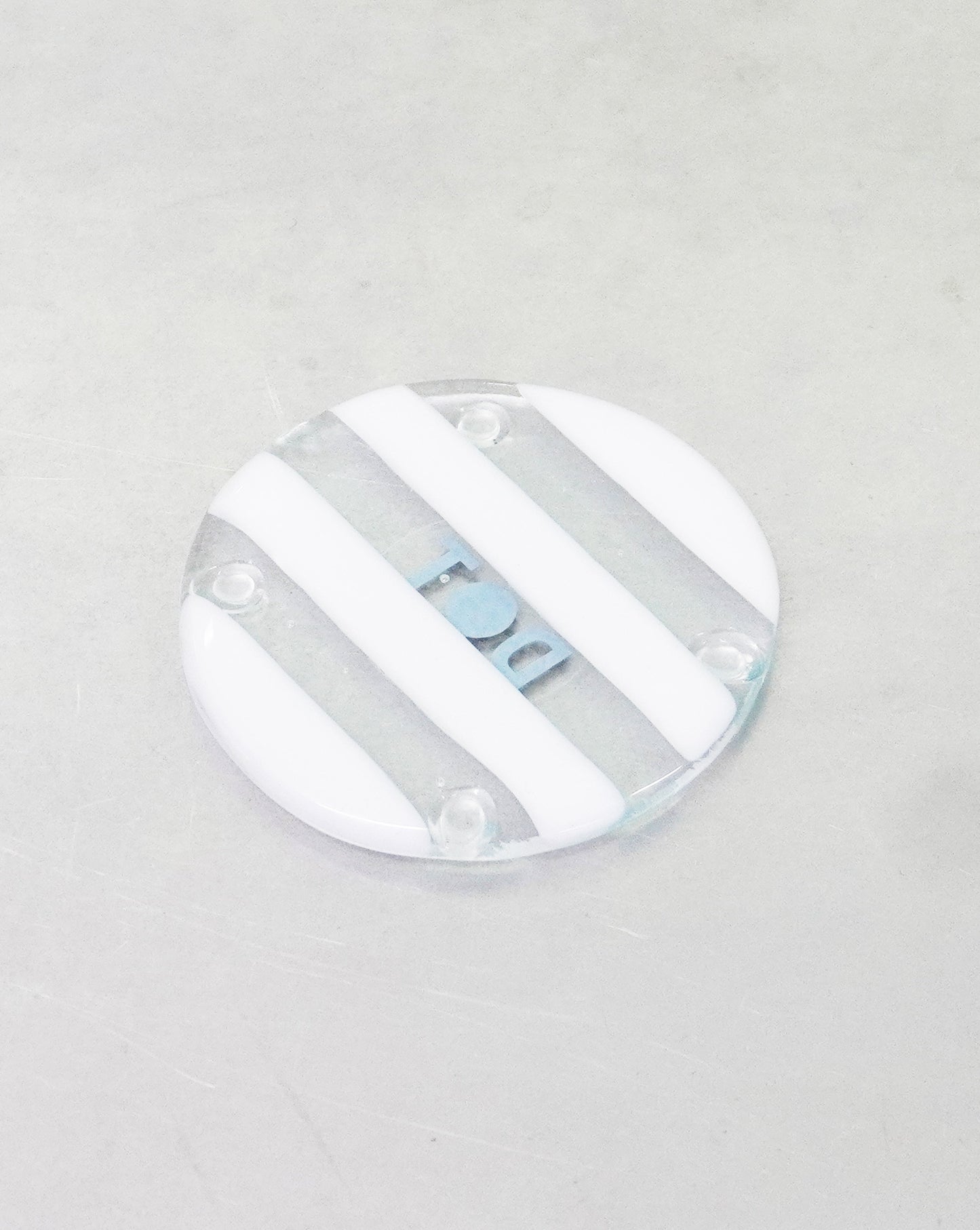 White/Clear Stripey Glass Coaster