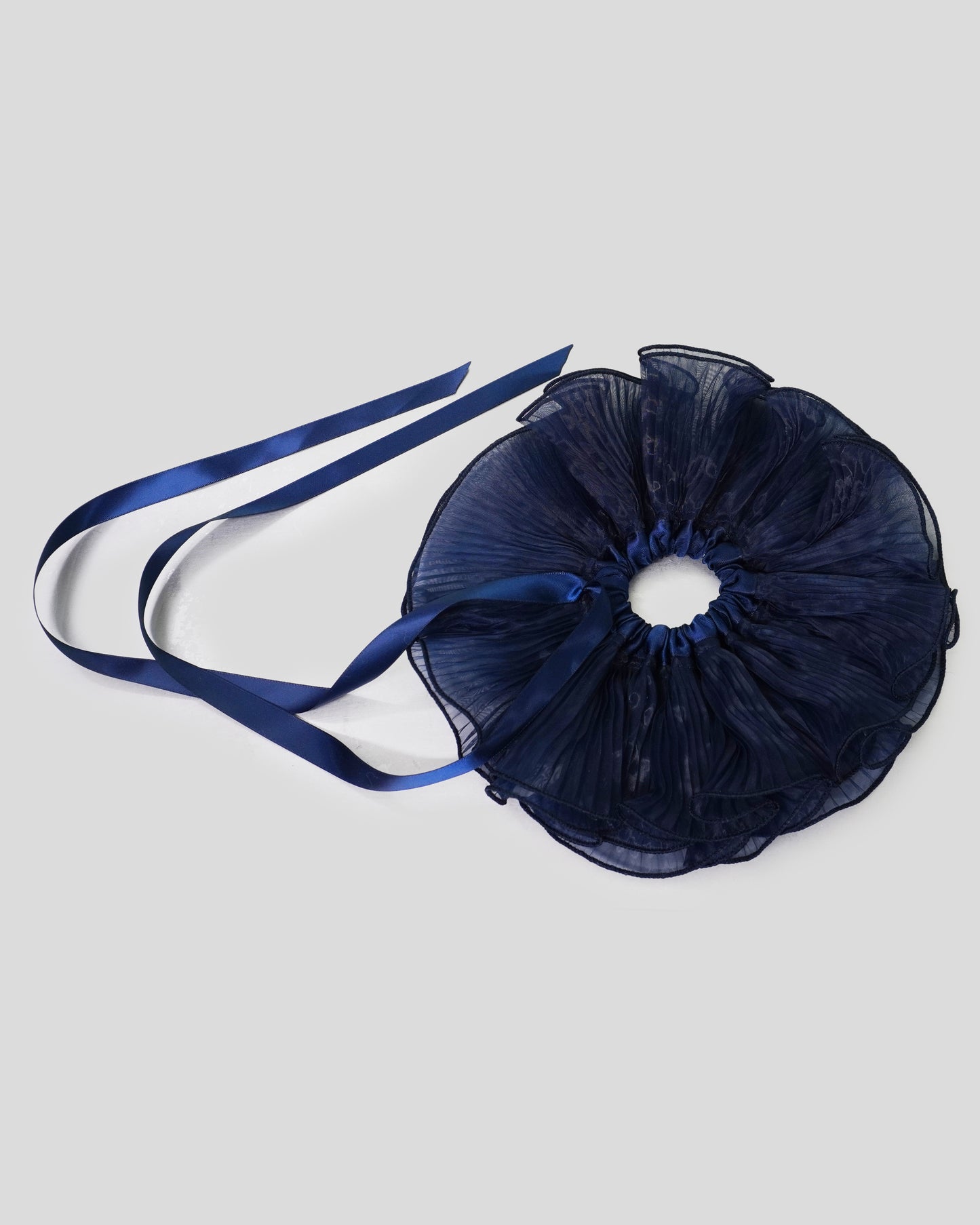 Navy Big Orchid Scrunchie