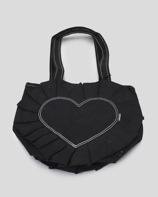 Black Heart Ruffle Tote