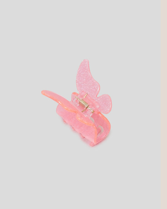 Big Butterfly Clip with Pink Sparkles