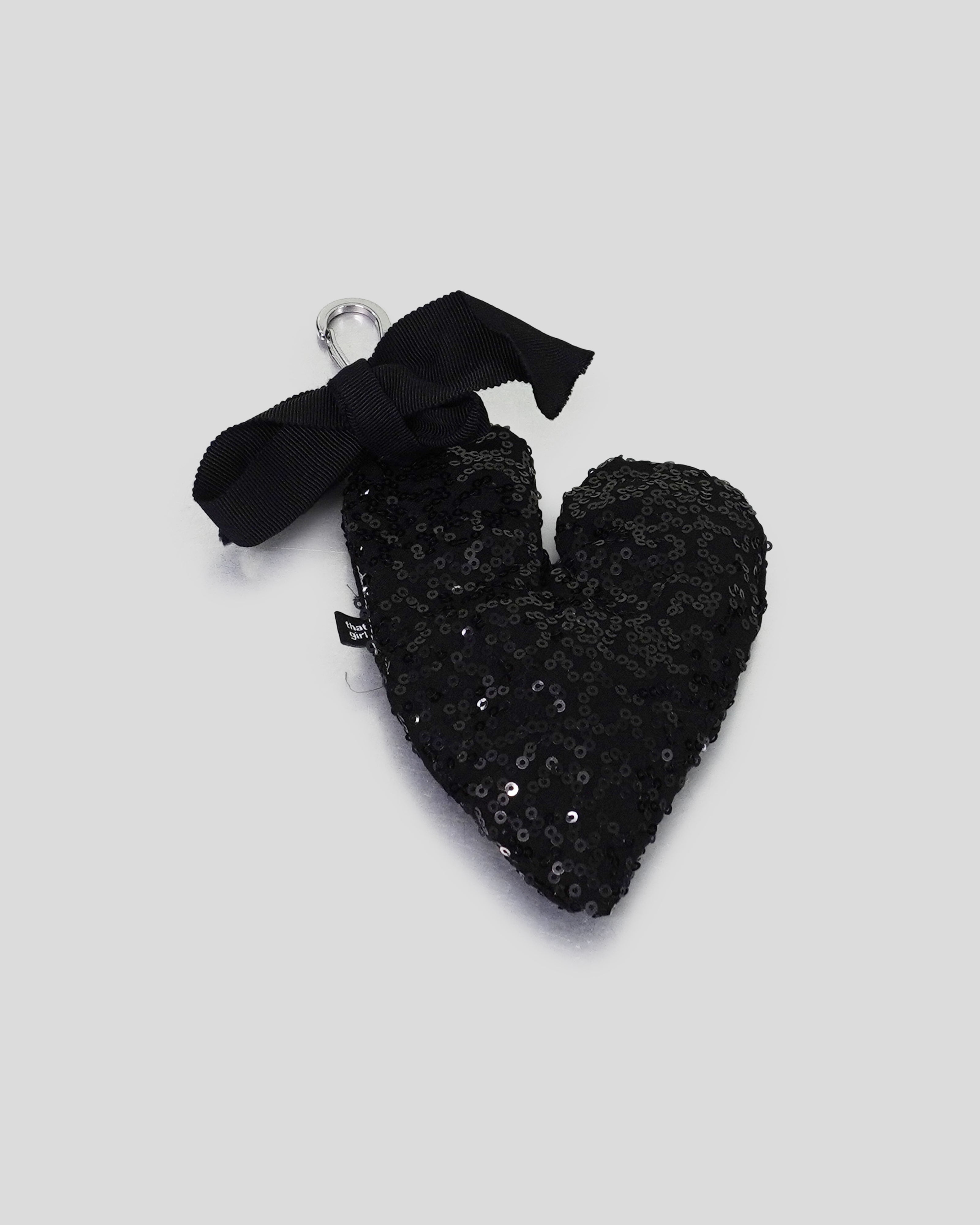 Black Sequin Heart Bag Charm