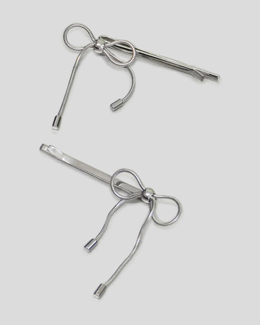 Pair of Silver Bow Hairpins