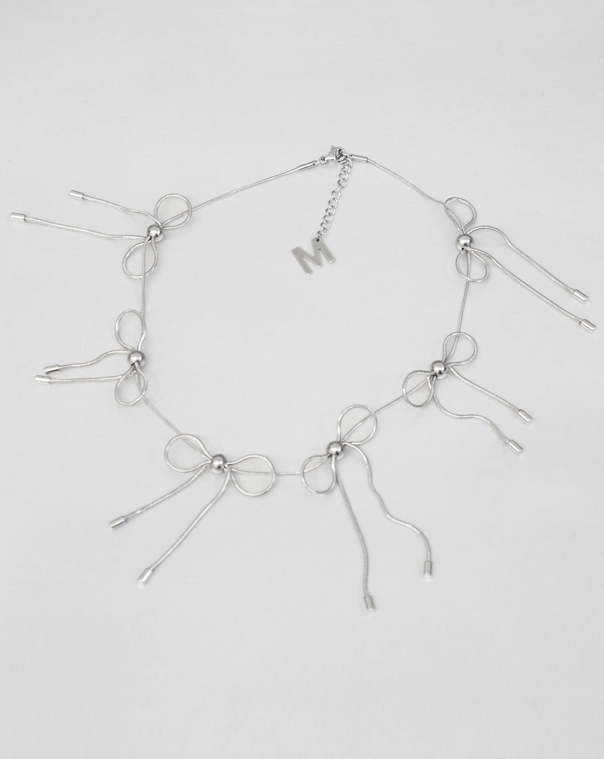 Silver Bow Necklace – Café Forgot Silver Bow Necklace – Café Forgot