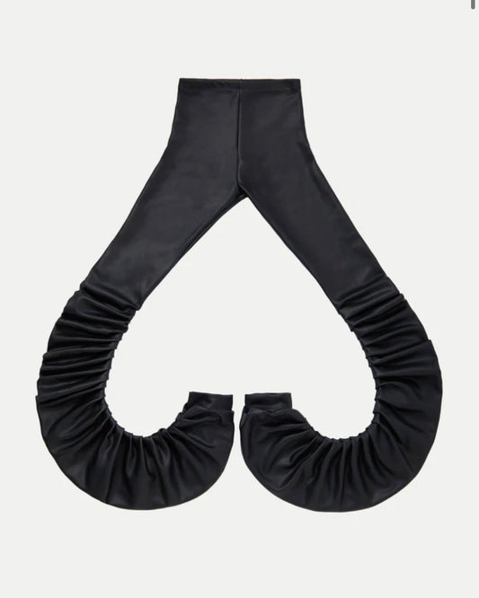 Maroske - Black Wetlook Gathered Leggings - Sample