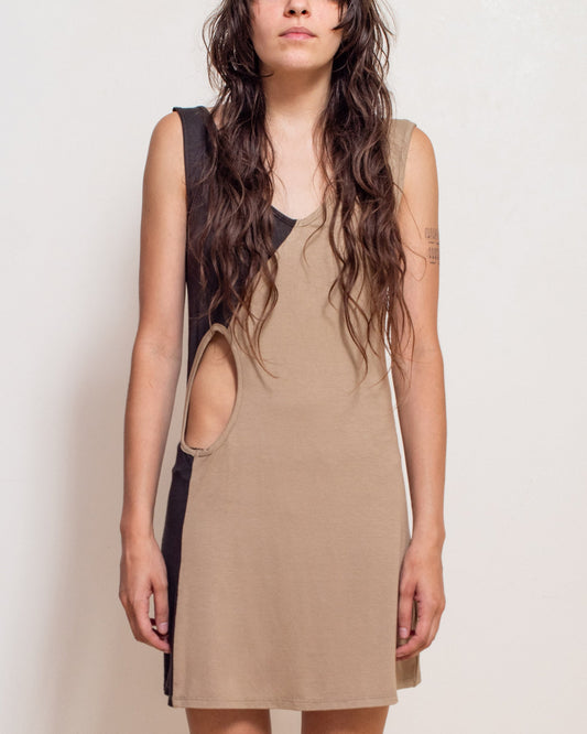 Brown Combo Fever Mini Dress