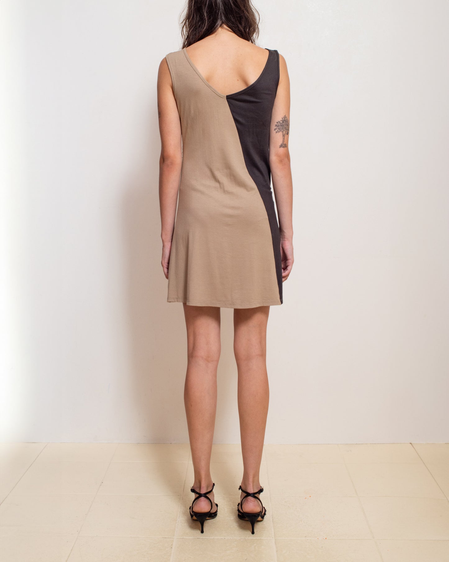 Brown Combo Fever Mini Dress