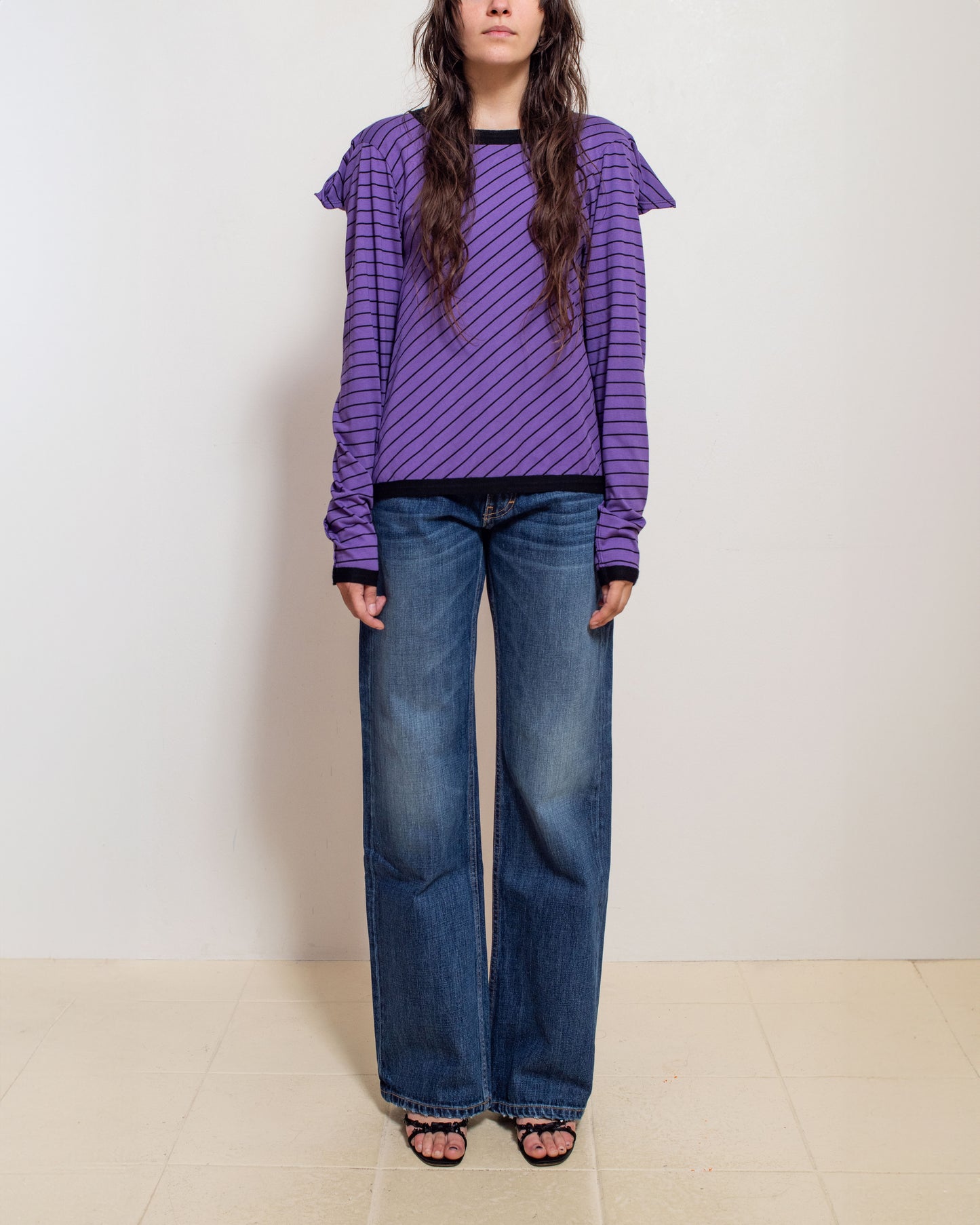Purple Stripe Square Back Top