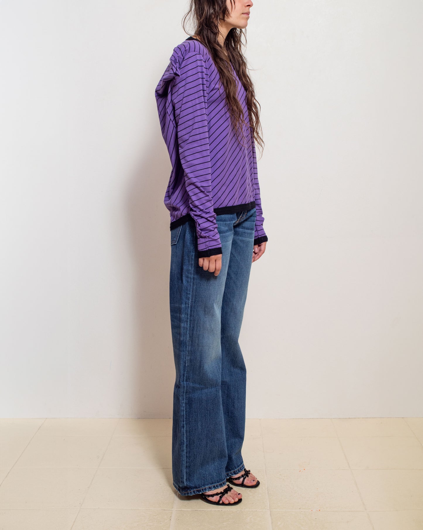 Purple Stripe Square Back Top
