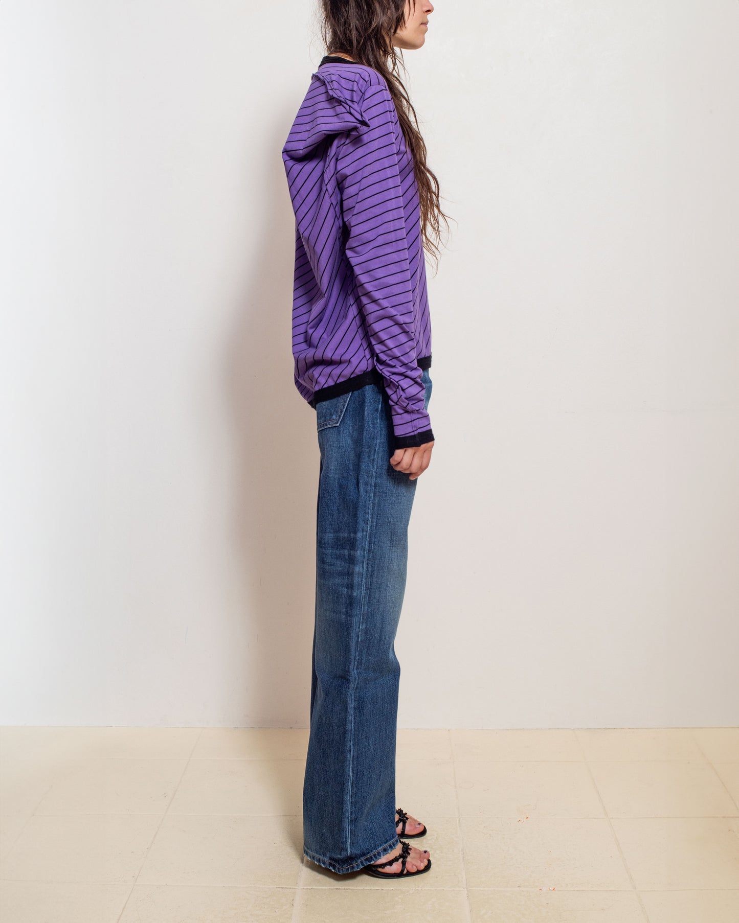 Purple Stripe Square Back Top