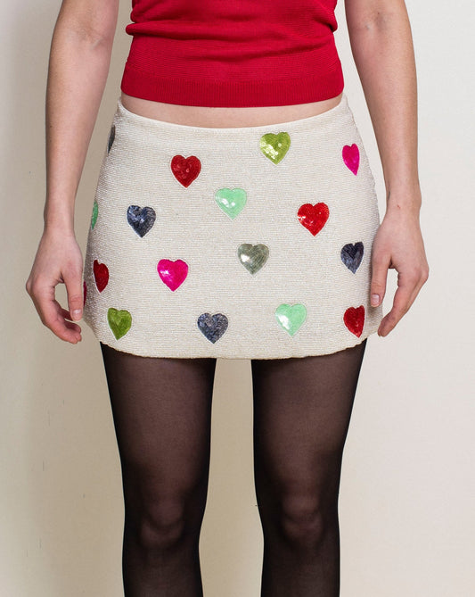 Heart Beaded Couture Skirt