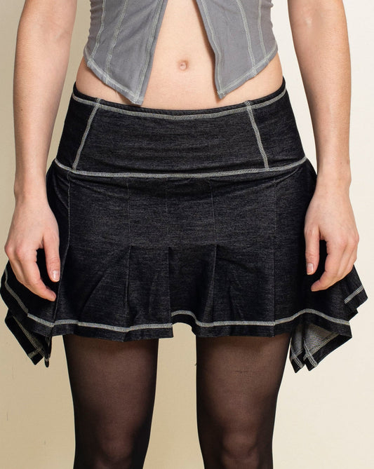 TOILÉ -  Black Washed Heartbreak Skirt