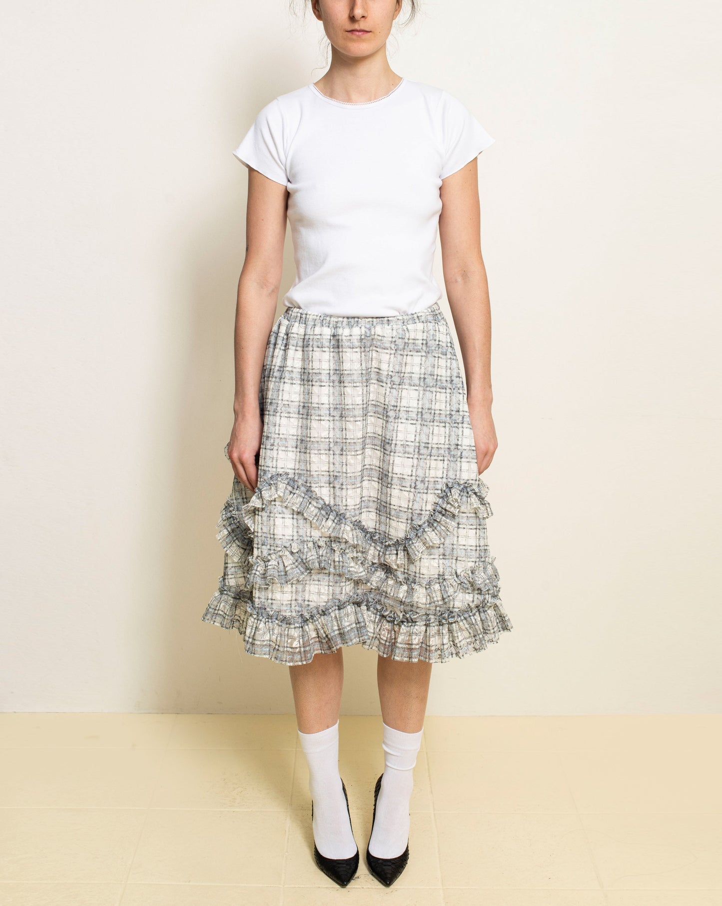 yushokobayashi - Check Lace Skirt