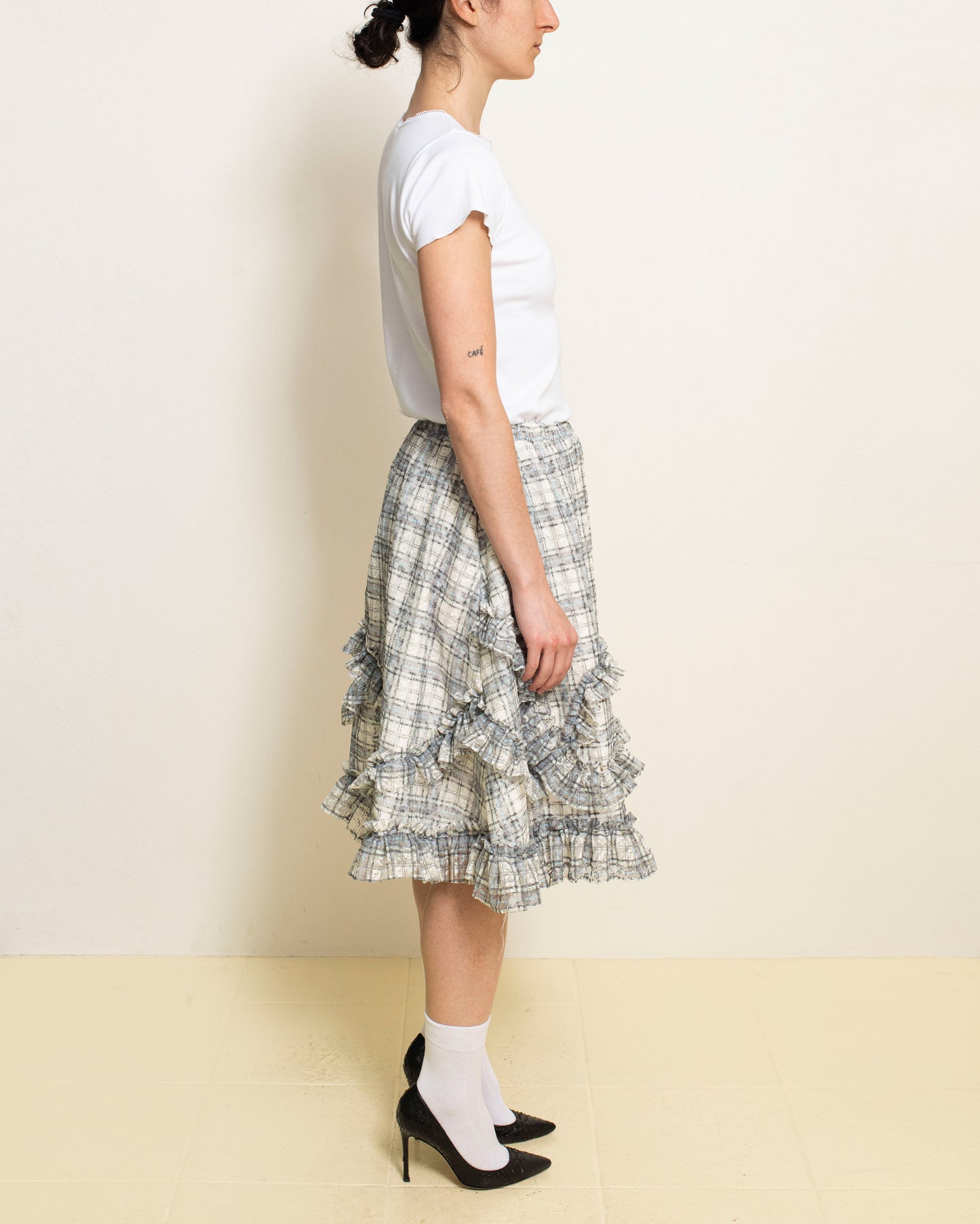 yushokobayashi - Check Lace Skirt