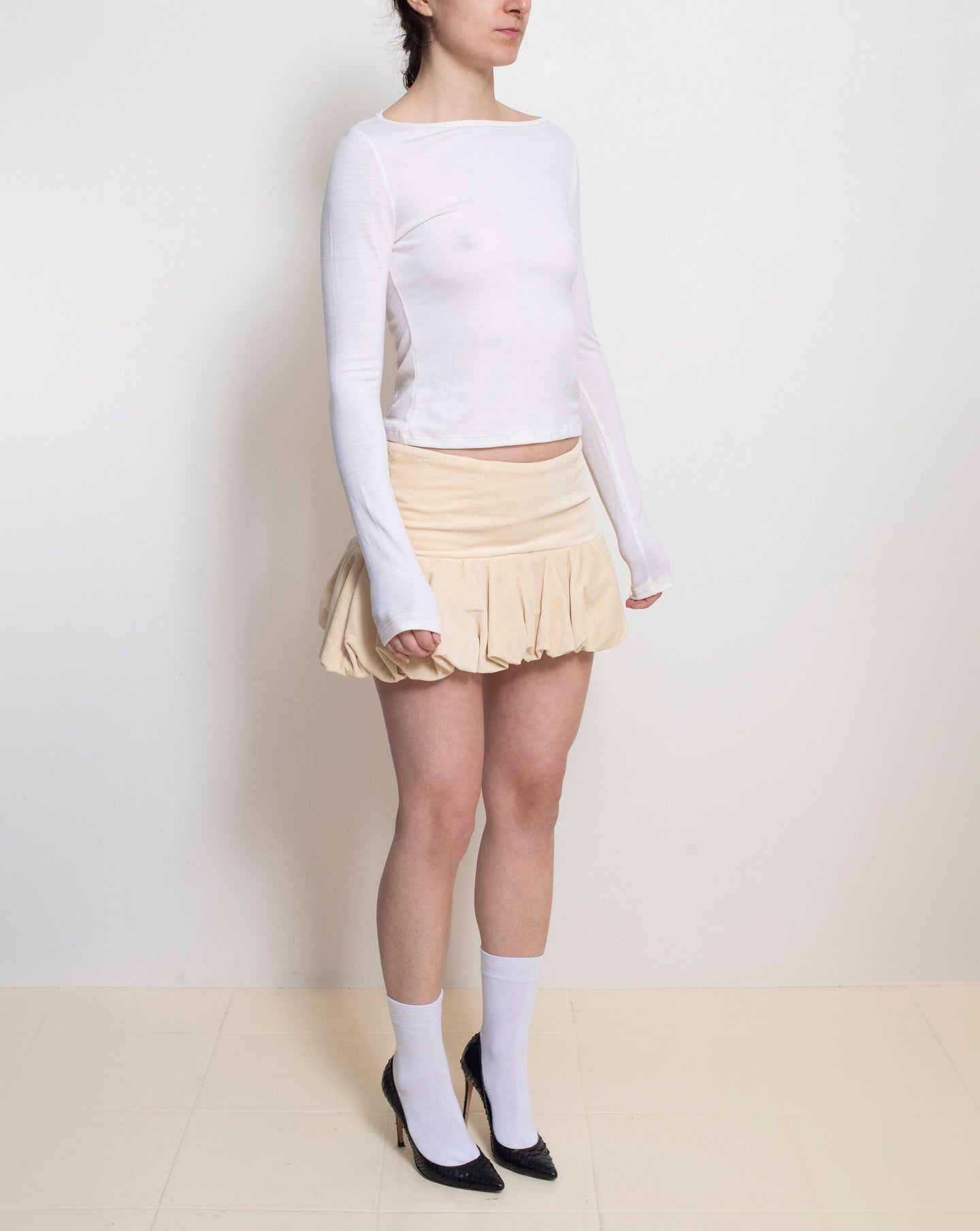Cream Bubble Skirt