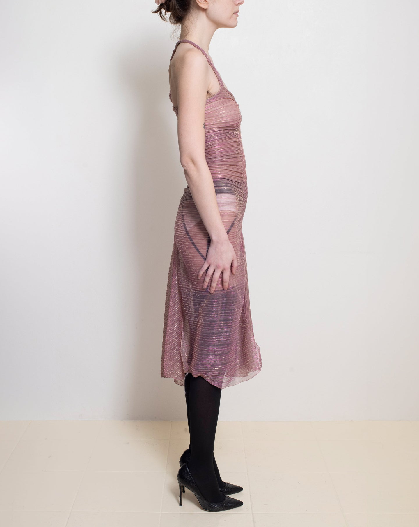 Pleated Asymmetric Dress