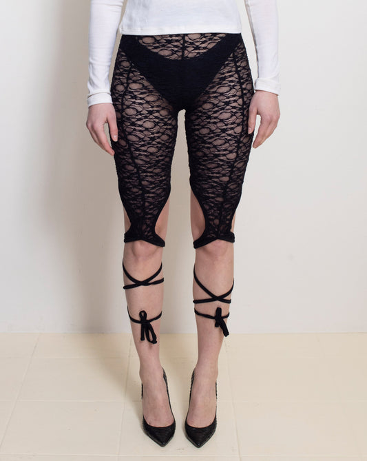 Black Lace Spiral Leggings – Maroske Peech