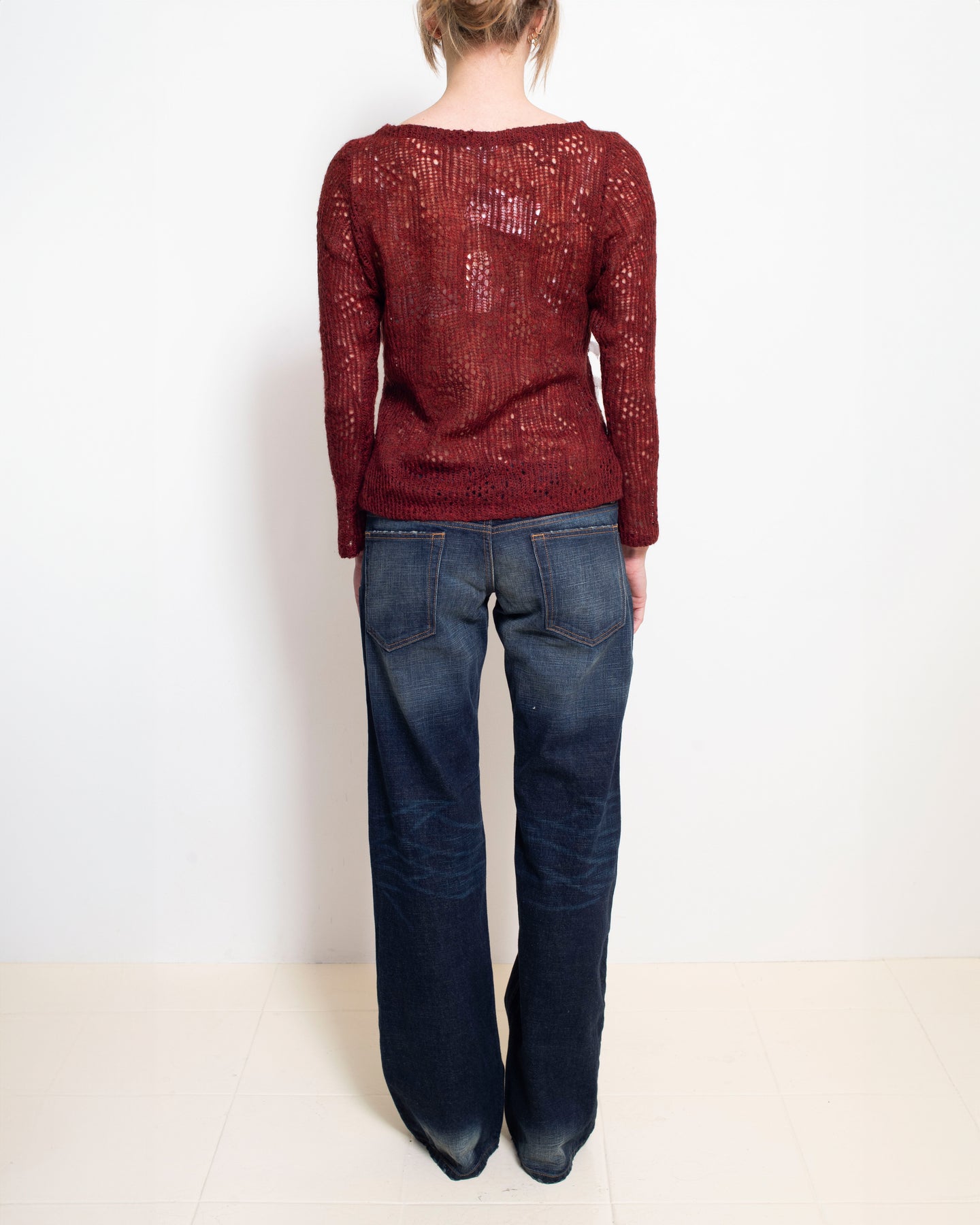 Burgundy Open Weave Sweater