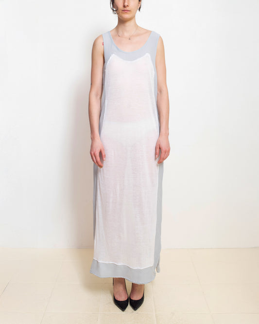 Off White Light Blue Sleeveless Dress